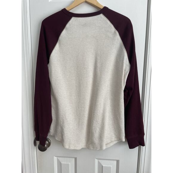 American Eagle Thermal Shirt Mens‎ Large Henley Raglan Sleeve Waffle Weave Knit - Picture 5 of 10